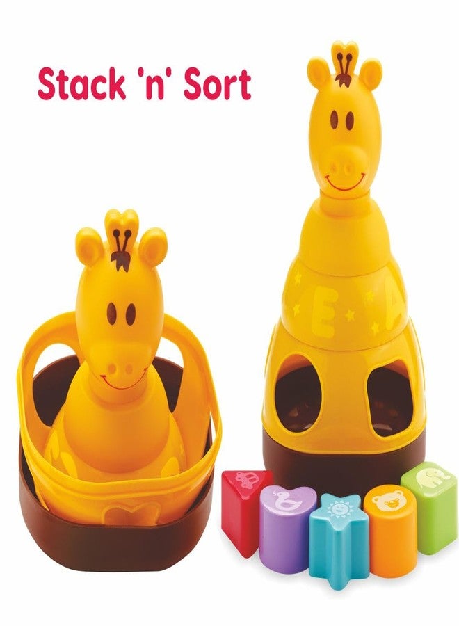 toymate Giraffix 3-in-1 Stacking, Sorting & Ring Toss Toy for Toddlers | Educational Montessori Learning for Babies | Shape Sorter, Stacking Rings & Motor Skills Development Toy for 12+ Months - Image 3